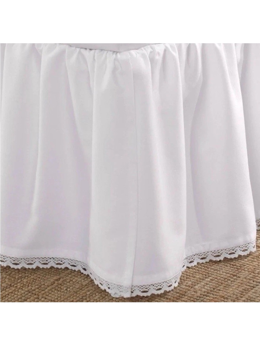 Laura Ashley KING White Bed Skirt Crochet Ruffle 14.5 ” Drop 100% Premium Cotton